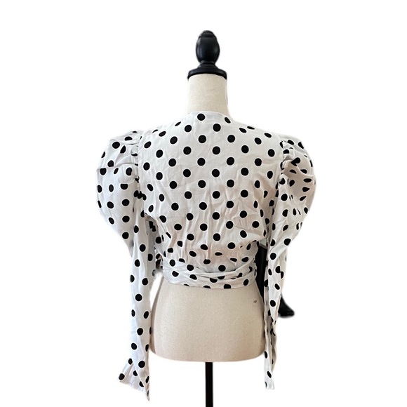 Gigot Sleeve Polka Dot Wrap Top - Picture 3 of 3